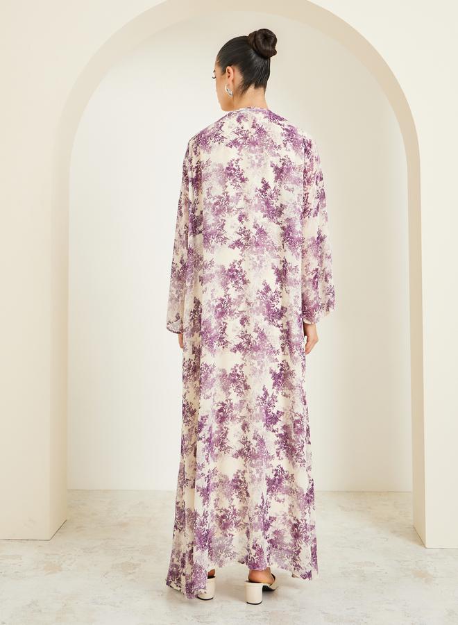 Amirah Women Chiffon Printed Abaya and Dress Modest Set - Image 4